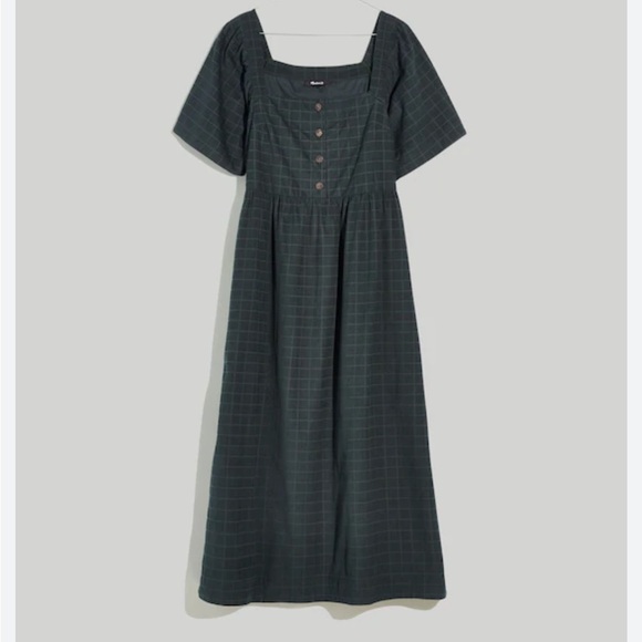 Madewell Dresses & Skirts - Madewell Square Neck Corduroy Midi Dress in Windowpane
